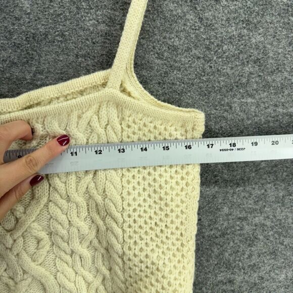 Ralph Lauren Knit Top Women L Large Beige Wool Sleeveless Wide Strap Square Neck - Picture 4 of 6